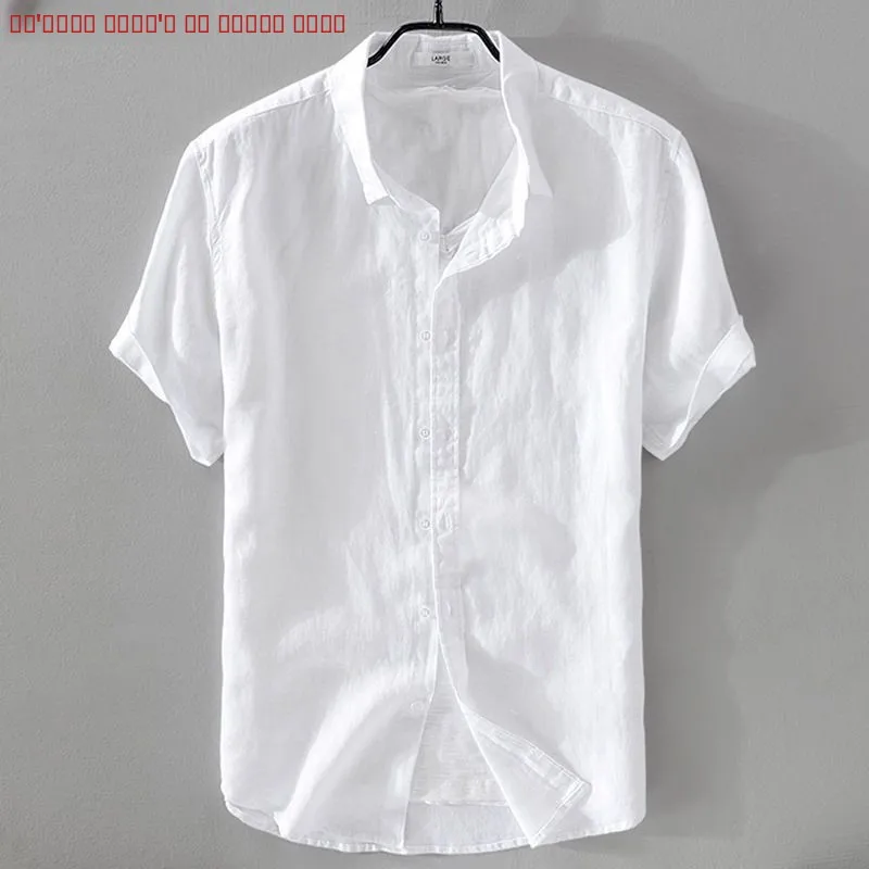 

Pure Linen ort Sve irt Men's Cotton Linen Casual f Sve Summer Clothing White irt Men's Faion Upper Apparel