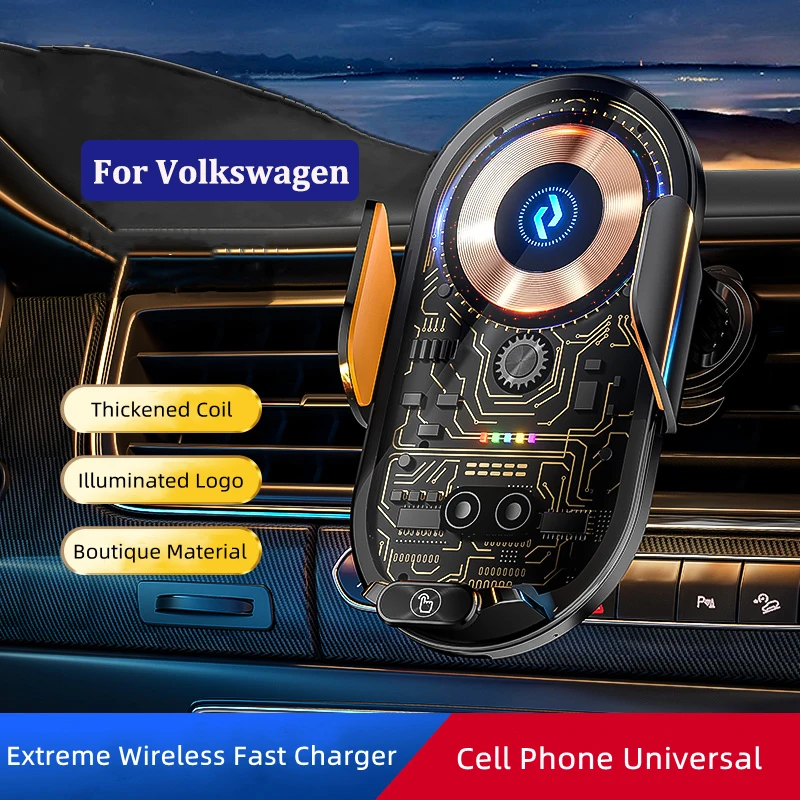 

For Volkswagen VW Polo Tiguan Passat Touran Jetta Golf Troc Touareg CC T-cross ID 3 4 UP Bora Car Phone Holder Wireless Charger