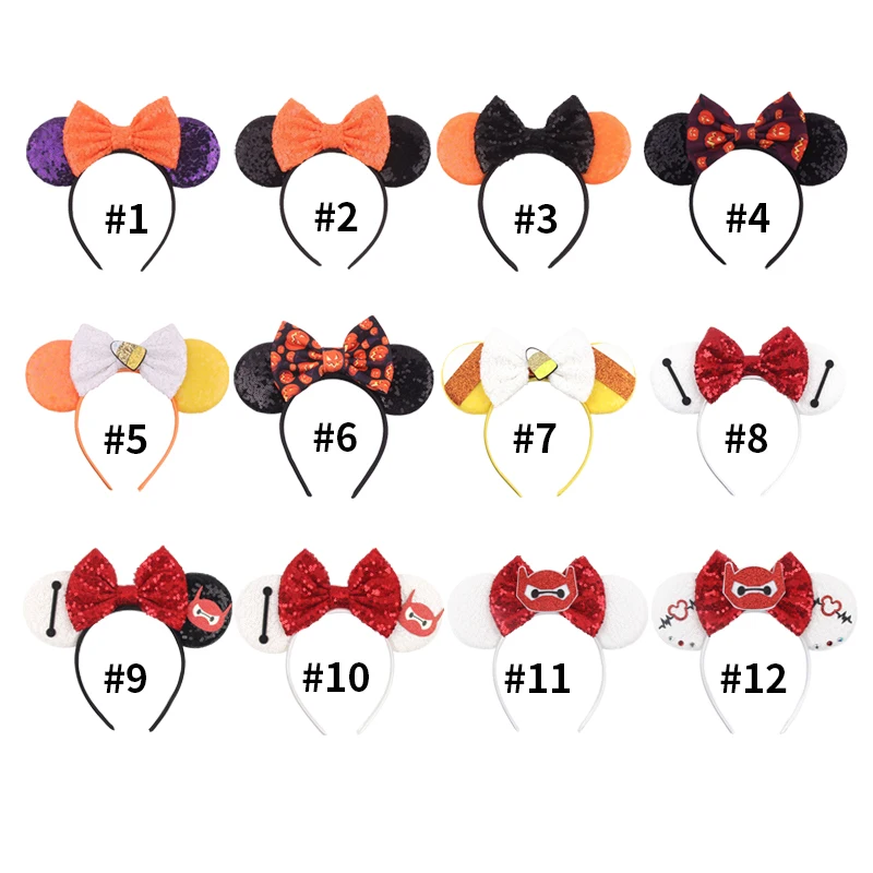 جديد ديزني تصاميم Baymax آذان عقال شخصية ميكي ماوس كبير الترتر القوس هيرباند مهرجان الحفلات تأثيري إكسسوارات الشعر