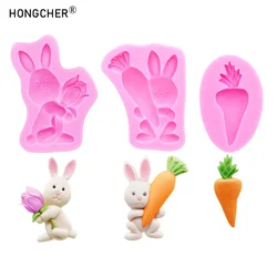 Carrot Fondant Silicone Mold Easter Bunny Hand Stick Rose Carrot Shape Cake Decoration Drip Mold DIY Handmade Art Molds