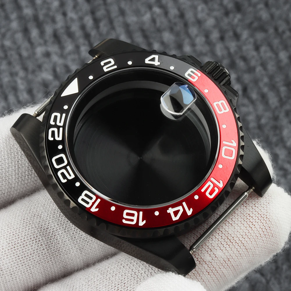 Black 40MM NH35 Watch Case with Sapphire Crystal Water Resistant For NH35 NH36 NH38 Automatic Mechanical Movement 28.5MM Dial