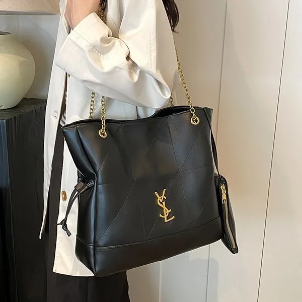 

2025 Fall New Chain Tote Bag for Women, Vintage Style Spacious Shoulder Bag Combo with Detachable Mini Purse