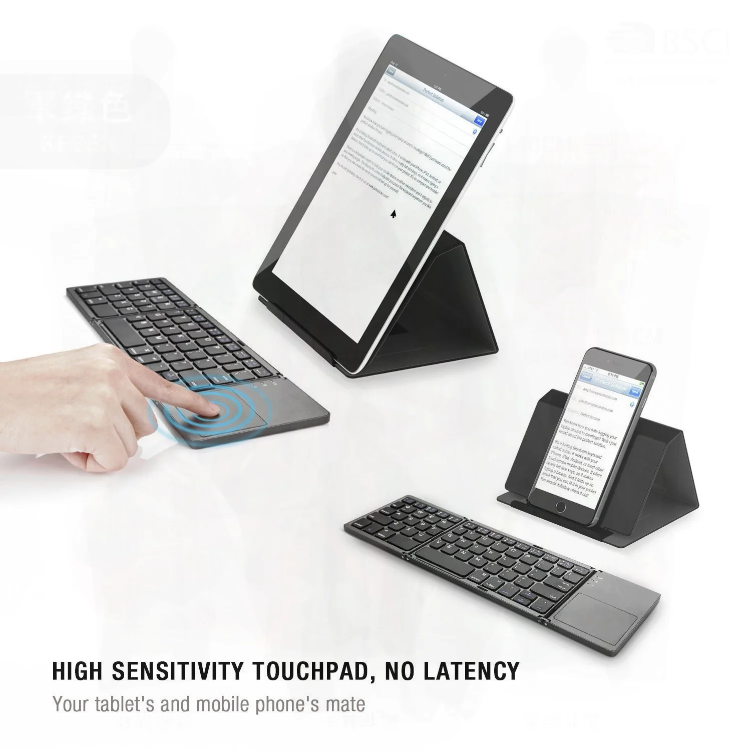 

Mini Folding Bluetooth Keyboard Wireless Portable Lightweight with Touch Mouse Function Silver White Dark Gray - Ergonomic
