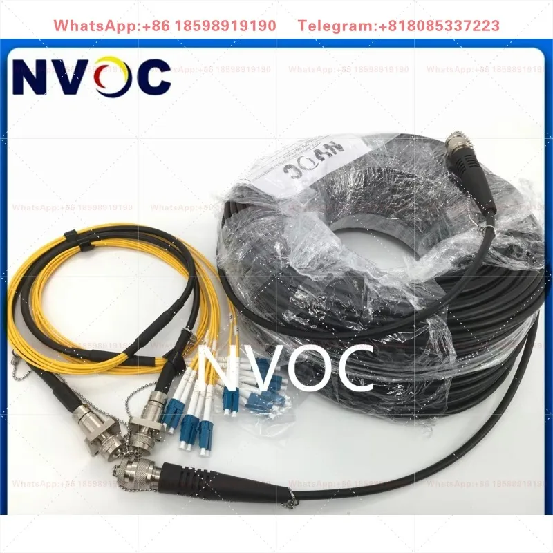 8Cores SM ODC-MPO Male 200M G657A1 8C Armored Fiber Optic Patch Cord No Reel+2Pcs ODC-MPO-LC Female 1M Connector For LED Screen