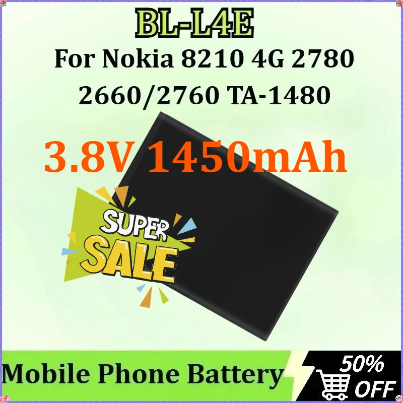 

For Nokia 8210 4G/ 2780/2660/2760 TA-1480 Flip BL-L4E High-Capacity Mobile Phone Battery Replacement 3.8V 1450mAh 5.5Wh