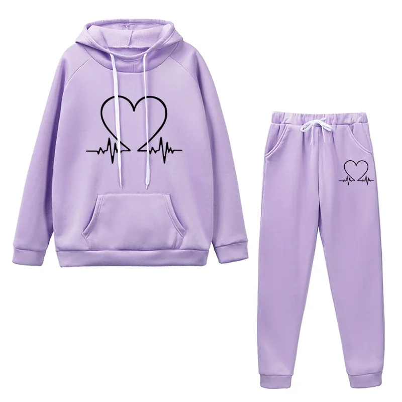 Quality Printing Daily Jogging Sport Autumn Winter Women Tracksuit Outfits Fashion Casual Hooded Suit Ladies Woman Two piece Set