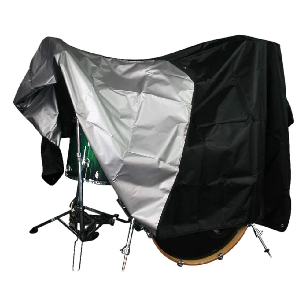 Drum Set Cover - Premium Black Waterproof 420D Oxford Fabric with Silver Coating - Anti UV-Rays Protects From the Sun-ABWY