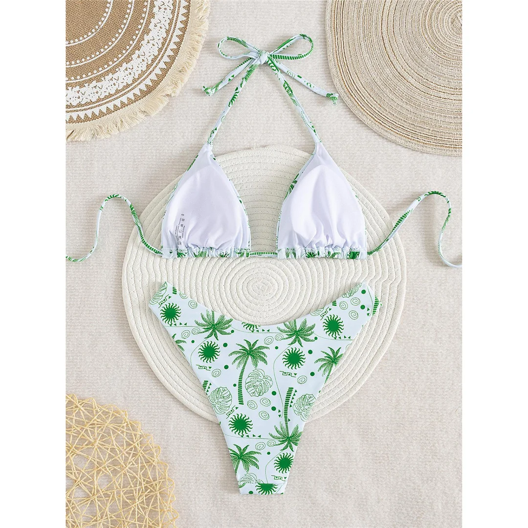 XS - L Neuer bedruckter Neckholder-Bikini, brasilianischer Bikini, Damen-Badeanzug, zweiteiliges Bikini-Set, Badeanzug für Damen, Badebekleidung, Badeanzug, Schwimmanzug V7173 – Detail 19