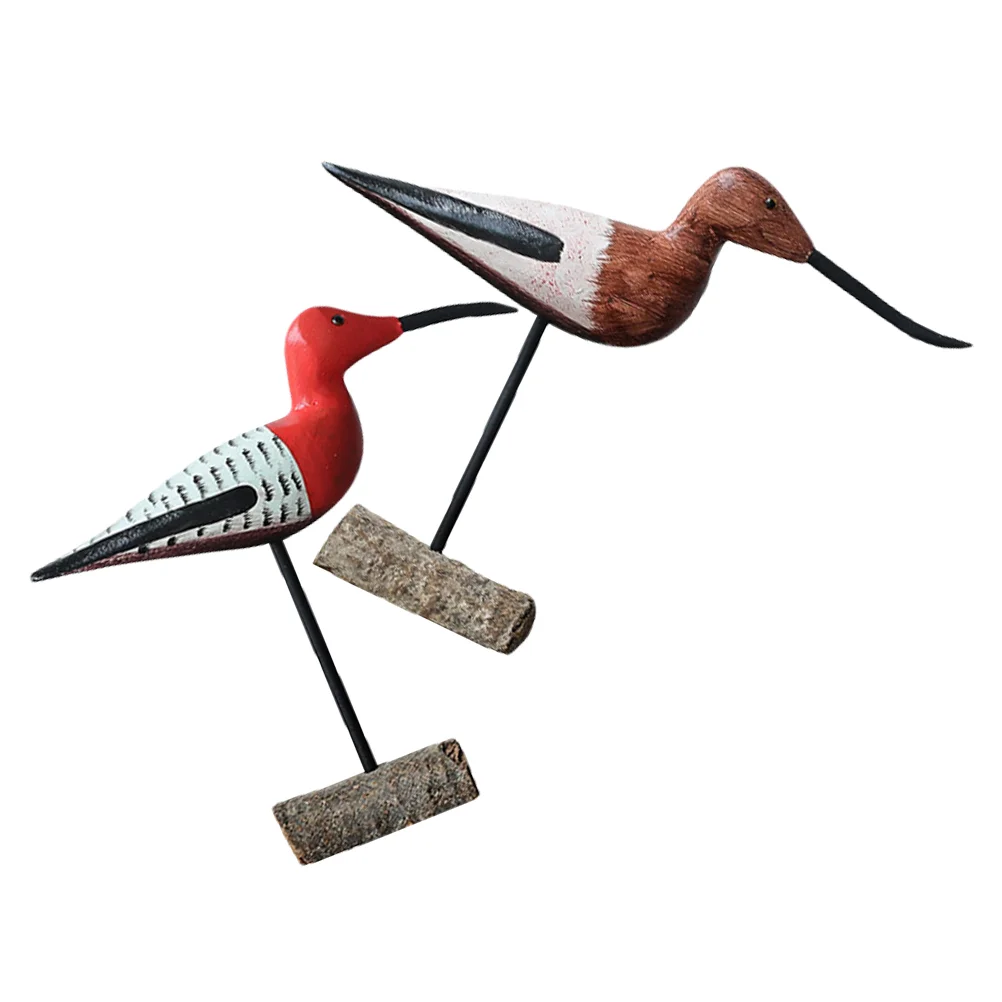 

2 Pcs Nordic Style Ornaments Bird Statue Dining Table 2700X2100X450CM Wood Statues Crane Figure