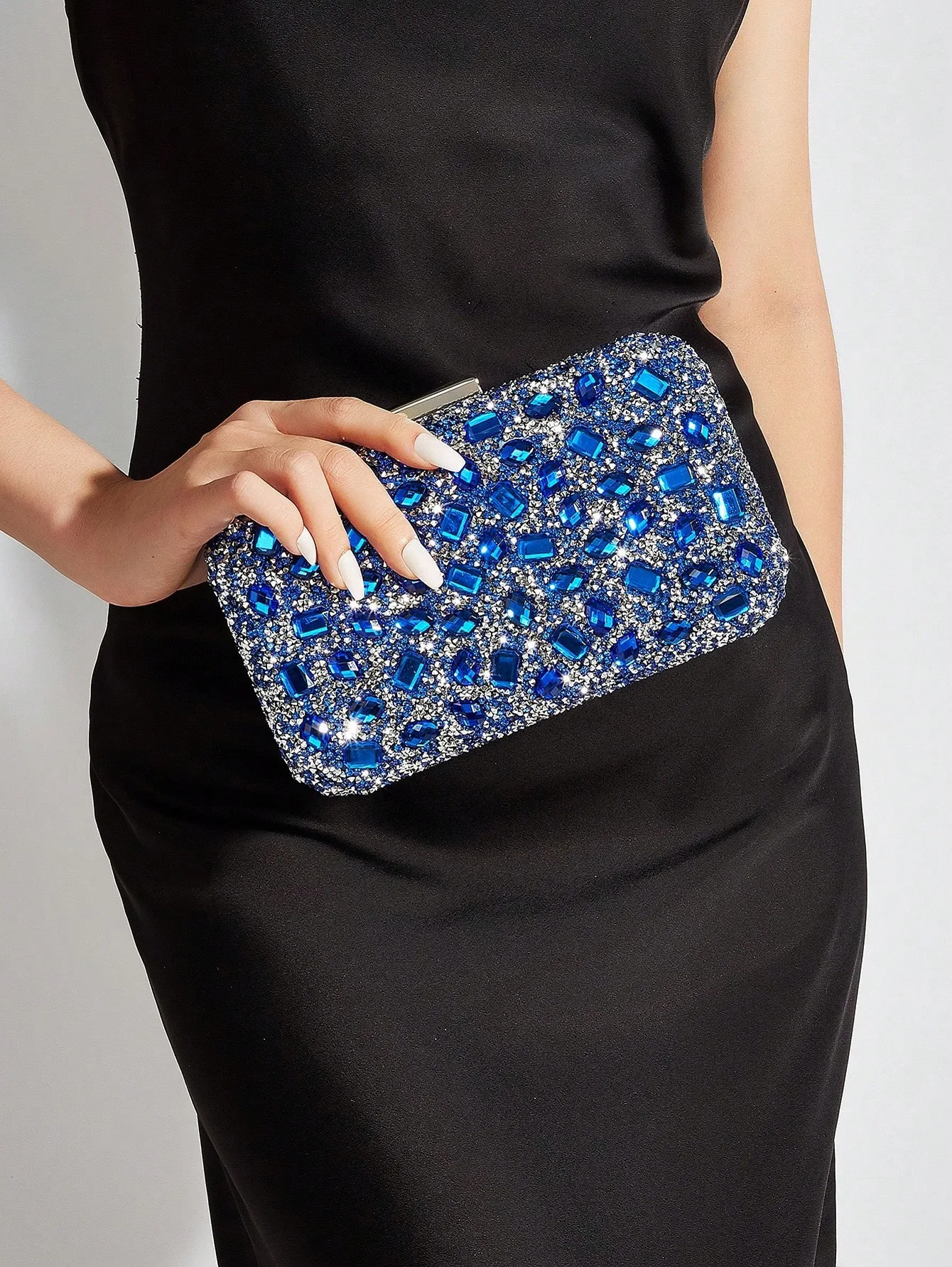 

Glamorous Crystal Rhinestone Evening Clutch Bag - Luxury Sparkle Box Purse with Chain, Elegant Women's Wedding Party Handbag