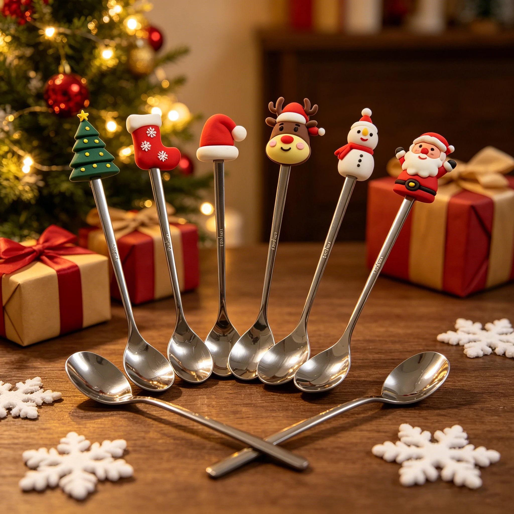 Christmas Spoon New Year's Tableware Santa Claus Dessert Spoon Little Doll Snowman Elk Coffee Spoon