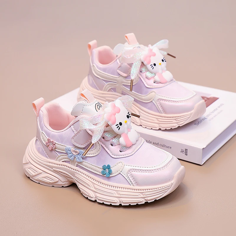 Hello Kitty Girls Shoes Sneakers for Children Student Casual Basketball Shoes Kid Sneakers Running Fashion Sports Shoes