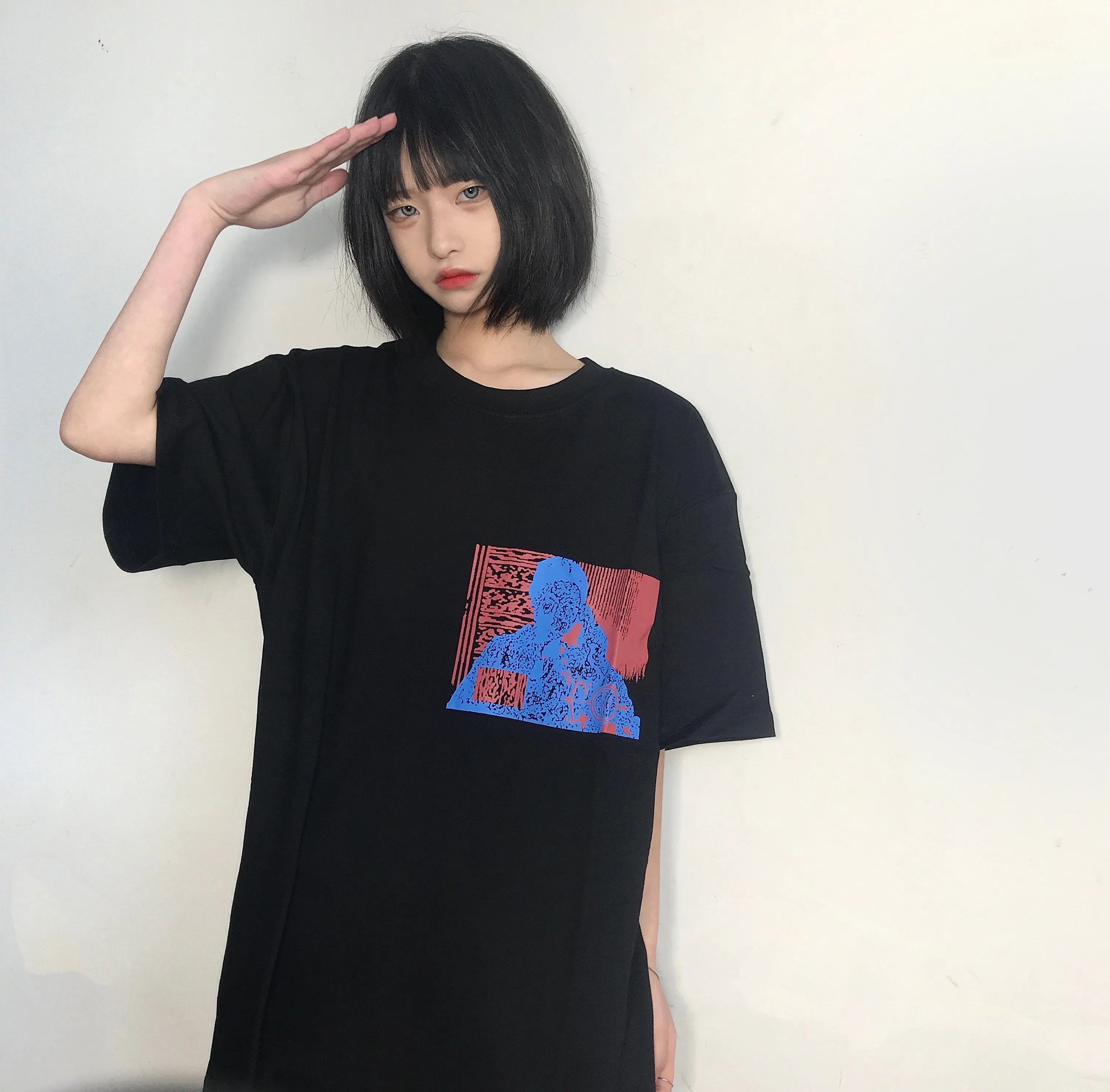 CAVEMPT Psychedelic Face Graffiti Color Print CE Short Sleeve Trendy Japanese Style Couple T-Shirt round Neck Loose Fit Youthful
