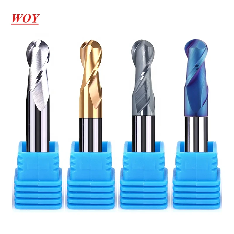 WOY Ball Nose End Mill Tungsten Carbide Cutter CNC Router Bit Milling Tool R0.5 6mm 8mm 10mm length HRC50 55 65 2 4 Flute