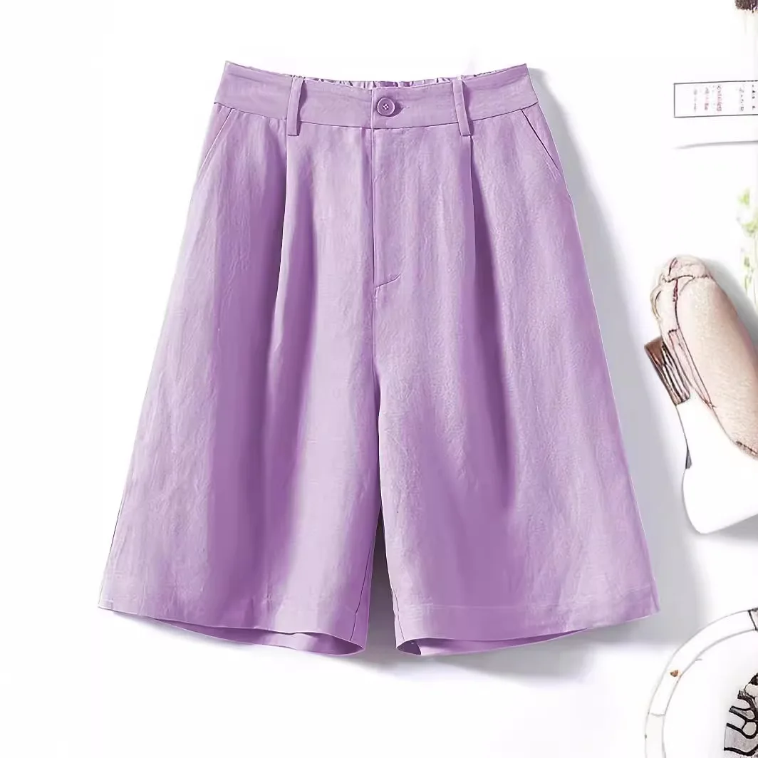 Cotton Linen Artistic Shorts For Women In Summer 2023, Loose Thin Fit, High Waisted Wide Leg Pants, Versatile And Slimming,