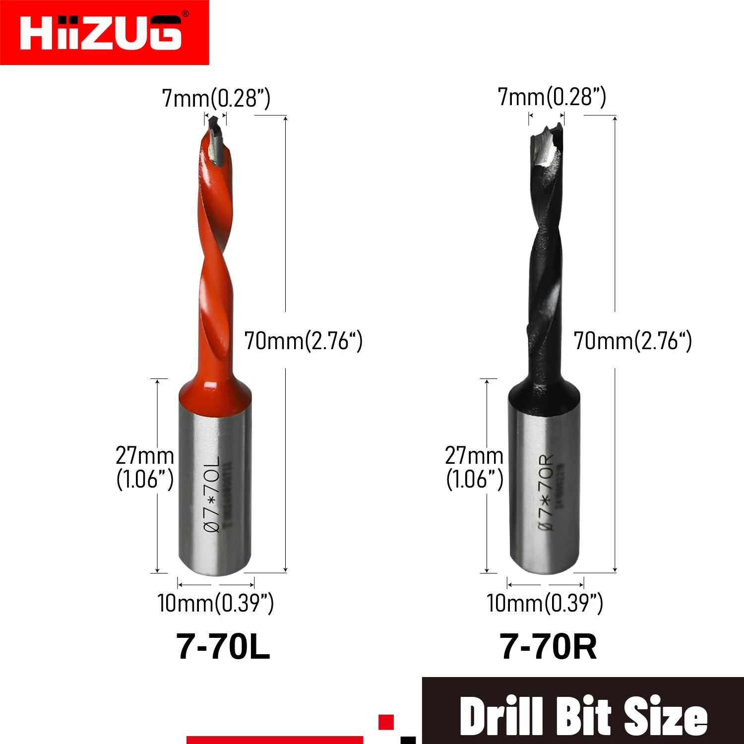 7x70mm TCT Drill Bit 10mm Shank Woodworking  Drill Bits Right or Left for Wood Drilling 1Pcs
