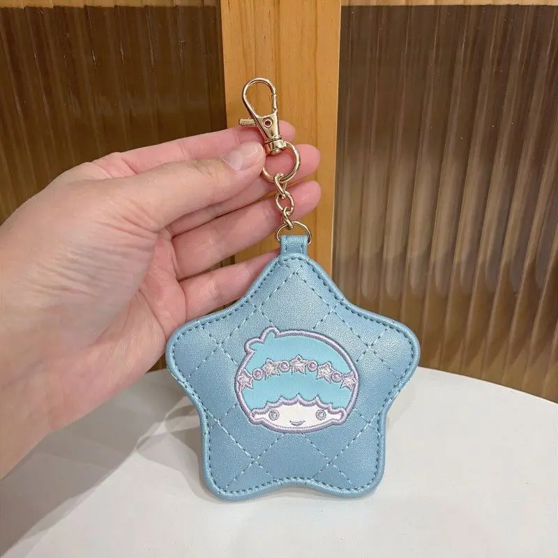 Kawaii Little Twin Stars Embroidery Coin Purse New Japanese Anime Cartoon Character Mirror Keychain BackpackZipperDecorationGift