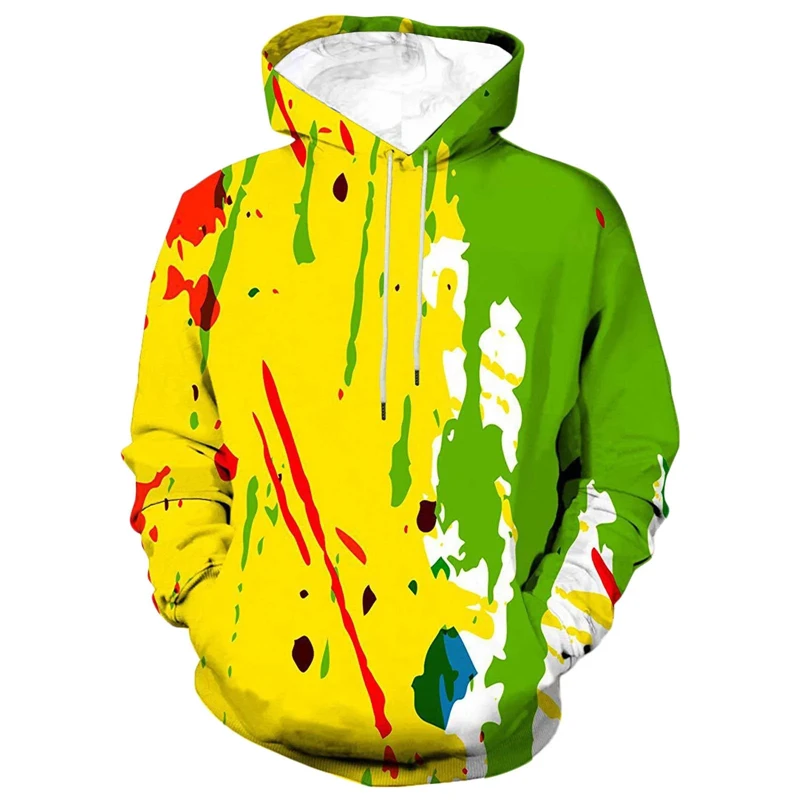 New Tie Dye Graffiti 3D Graphic Hoodies For Man Oversized Hooded Sweatshirts Harajuku Tracksuits Y2k Pullover Tops