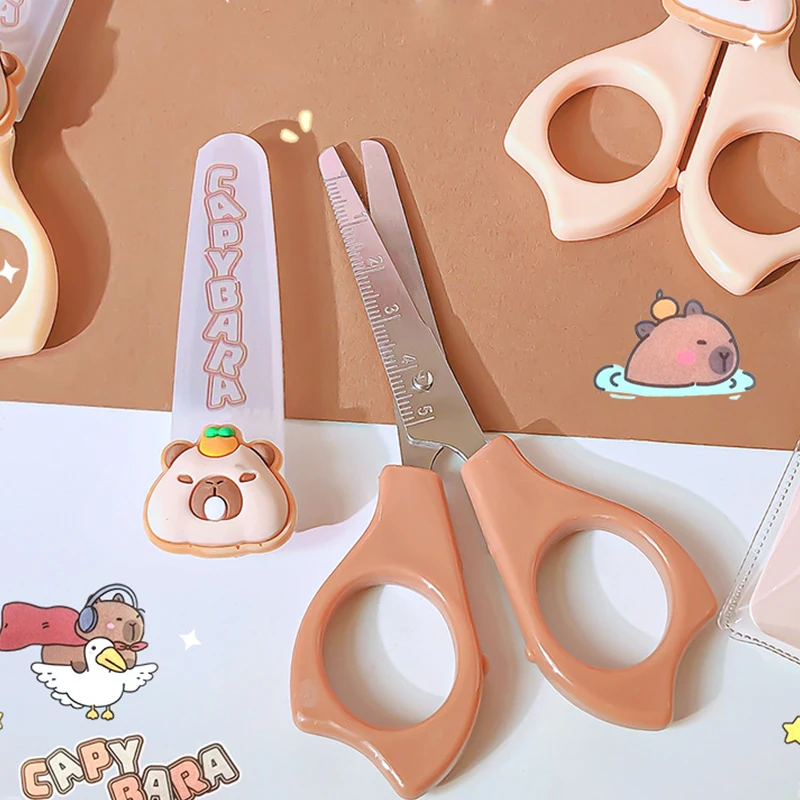 1/2 قطعة مقص القرطاسية الكرتون كابيبارا مقص أطفال Diy بها بنفسك اليدوية قطع الورق مقص آمنة ورقة مقص صغير #4