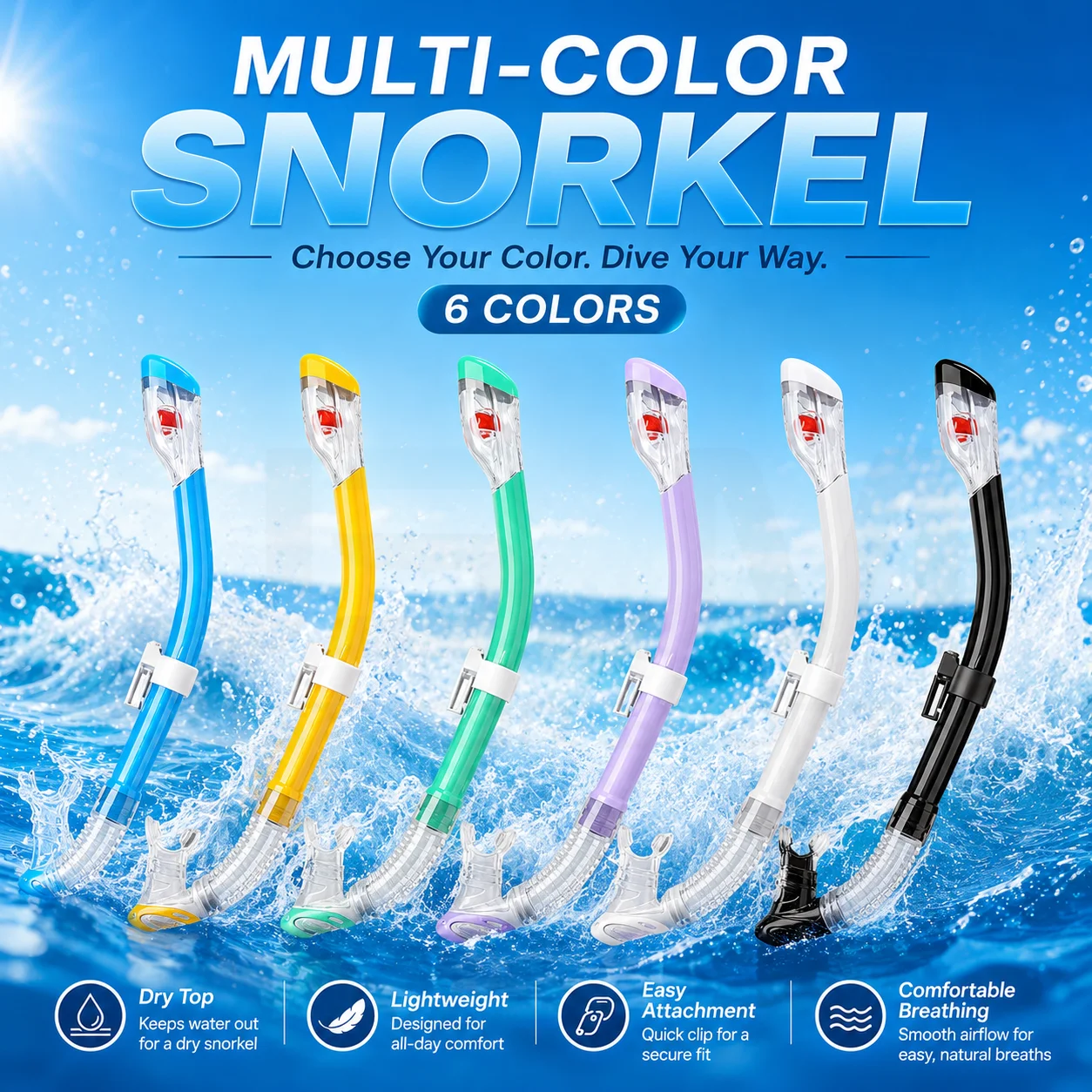 JSJM New Professional Full Dry Diving Snorkel Tube for Adults Anti-Water Float Valve Soft Silicone Snorkeling Swimming Equipment