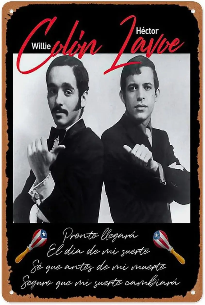 Vintage Metal Sign - Willie Colon, Hector Lavoe - El Dia De Mi Suerte. Fania - 8x12 Inch Wall Art for Garage, Man Cave, Game
