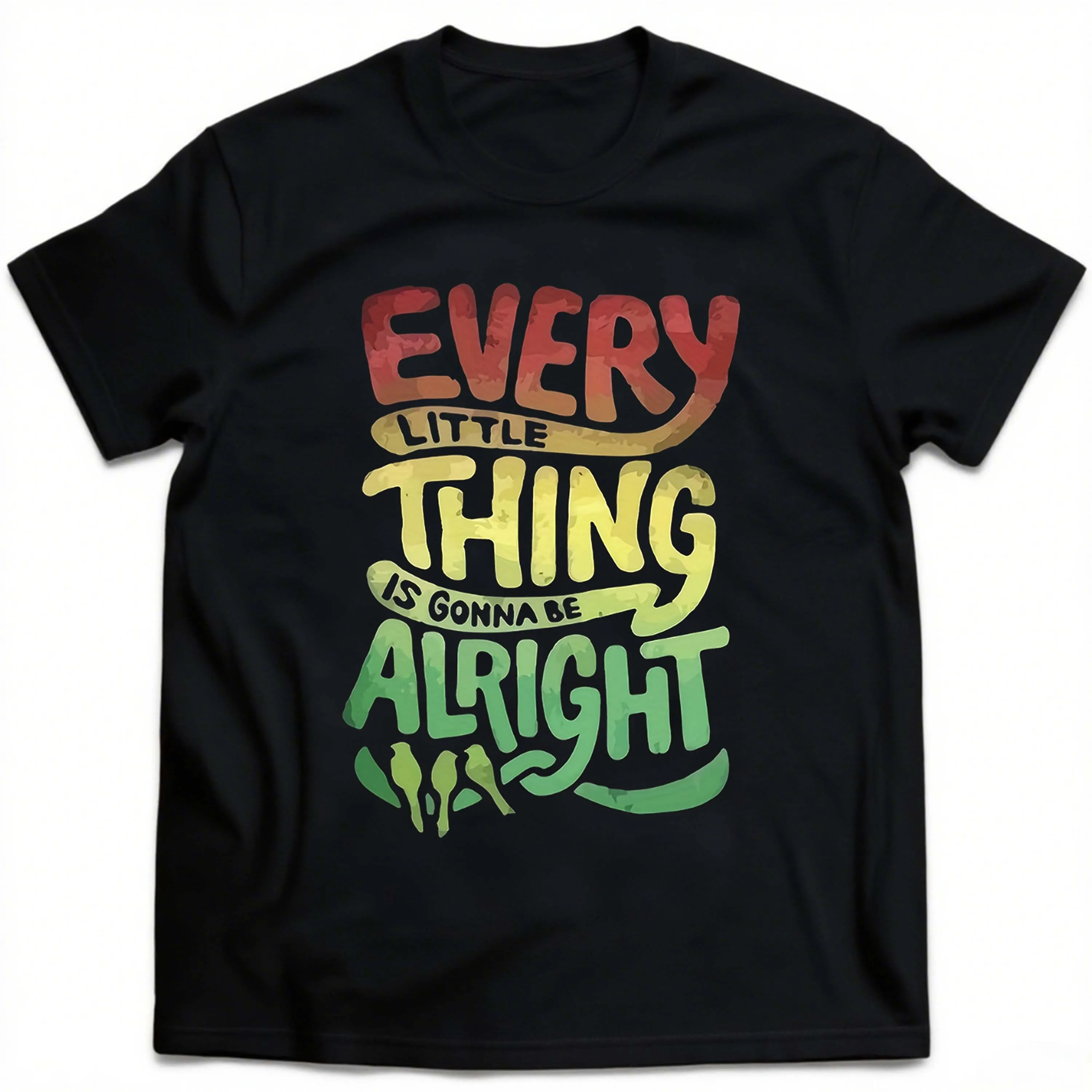 เสื้อยืดแขนสั้นผู้ชายสีดําคําภาษาอังกฤษสีสันสดใสขนาดบวกเหมาะสําหรับการสวมใส่พักผ่อนกลางแจ้งในฤดูร้อน