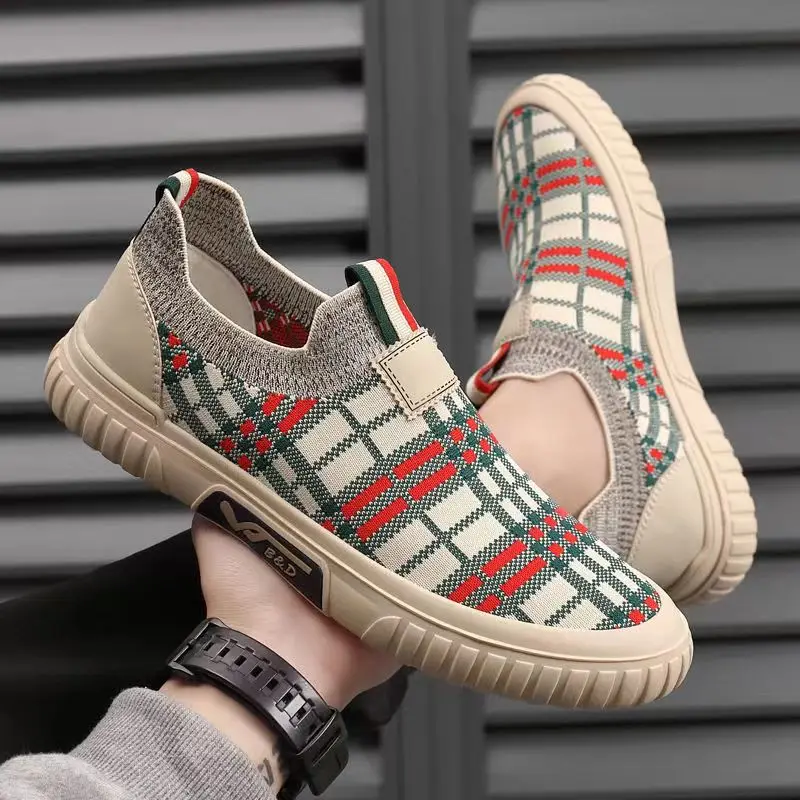 Men's Slip-On Socks Shoes Breathable Comfortable air Mesh Fashionable Sports Easy Wear Flat Rubber Sole Casual Low Top Sneakers view 3