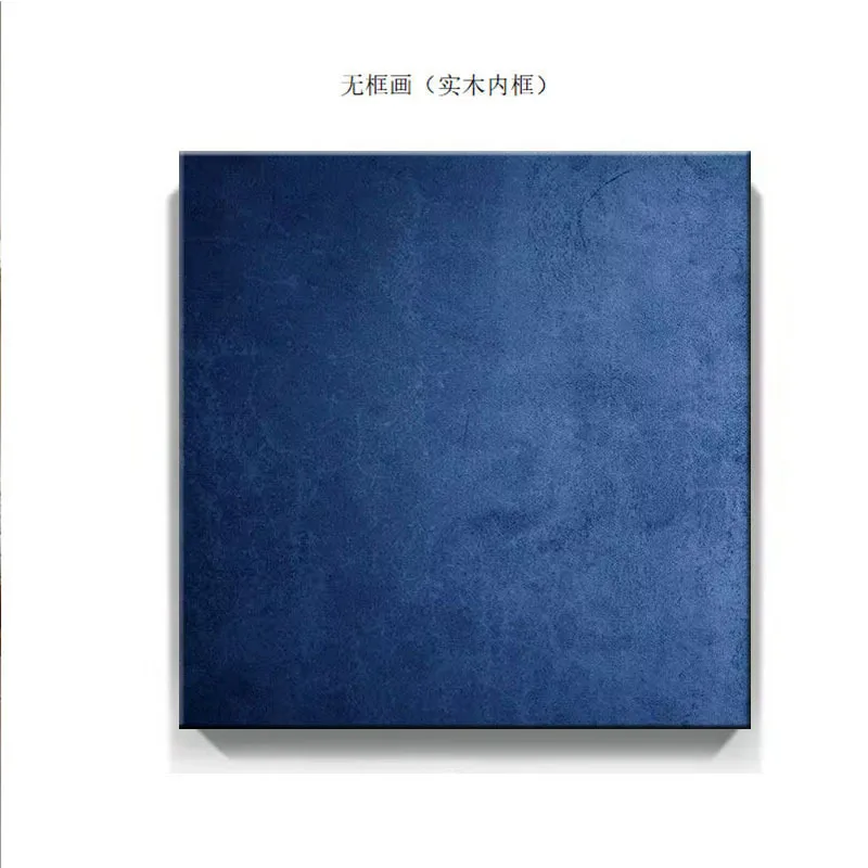 Pure hand-painted oil painting retro Klein blue living room entrance decorative painting square modern restaurant homestay hangi