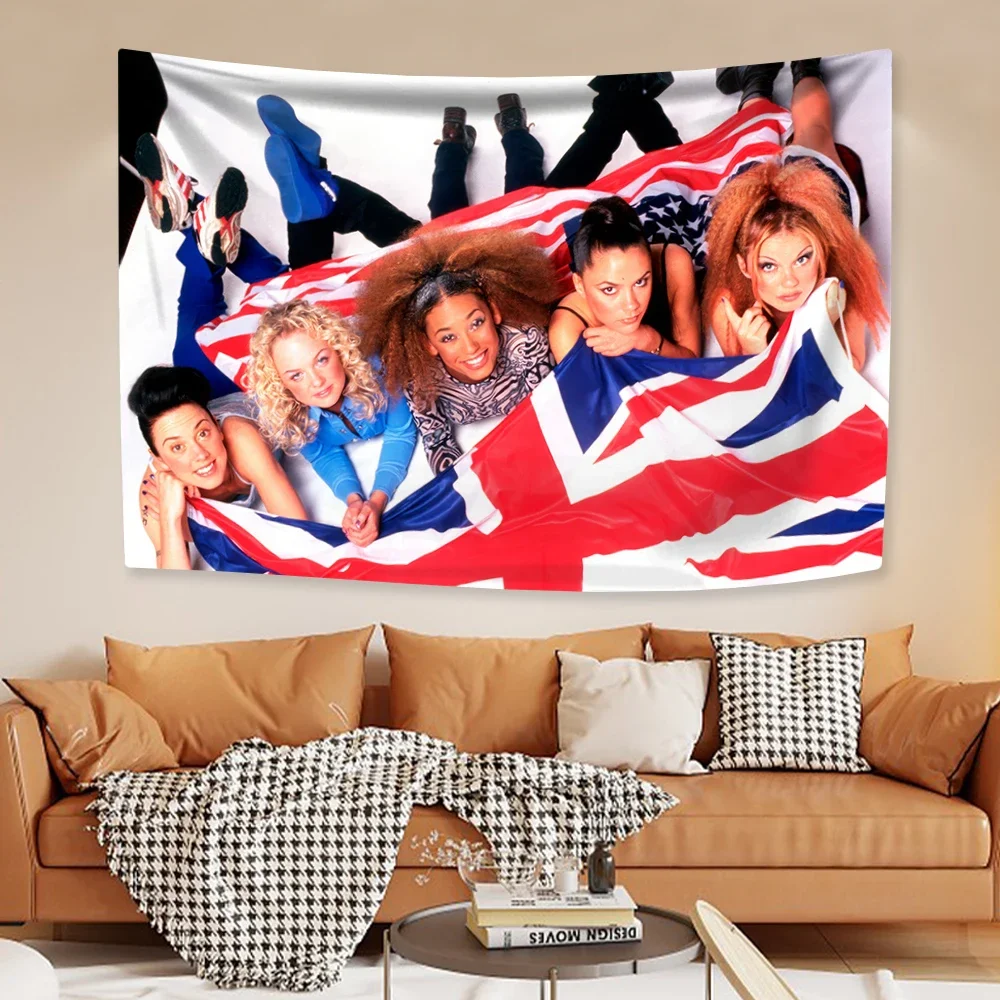 XxDeco Music Girl Group Tapestry Spice Girls Wall Hanging Home Decorative Bedroom Dormitory Background Cloth Birthday Present