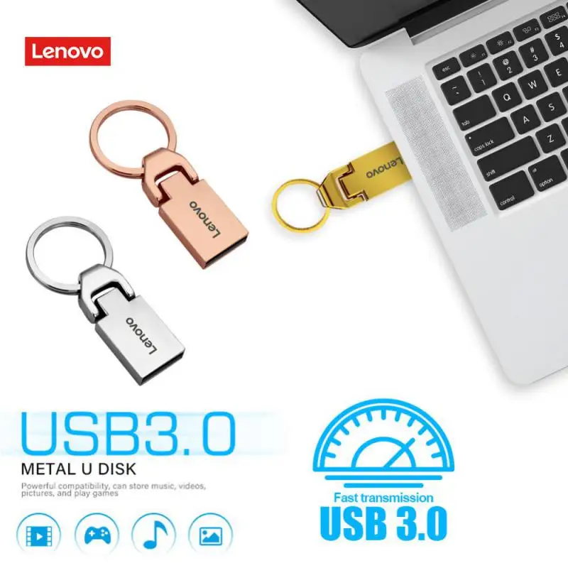 Lenovo-USB Flash Drives, Transferência de Alta Velocidade, Disco U, Interface Tipo C, Memory Stick do Telefone, Portátil, 1TB, 2TB, 512GB, 128GB