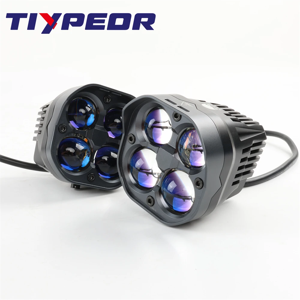 TIYPEOR Motorcycle CNC Aluminum Led Work Light Yellow White Super Bright Spotlight Off-road Truck Fog Lamp Auxiliary Headlight