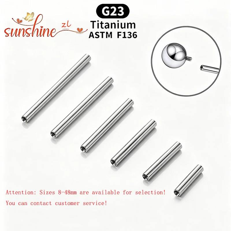 Implant Grade Titanium ASTM F136 Internal Thread Straight Barbells Tongue Ring Earrings Piercing Jewelry Bar 1pcs/lot  Anodized