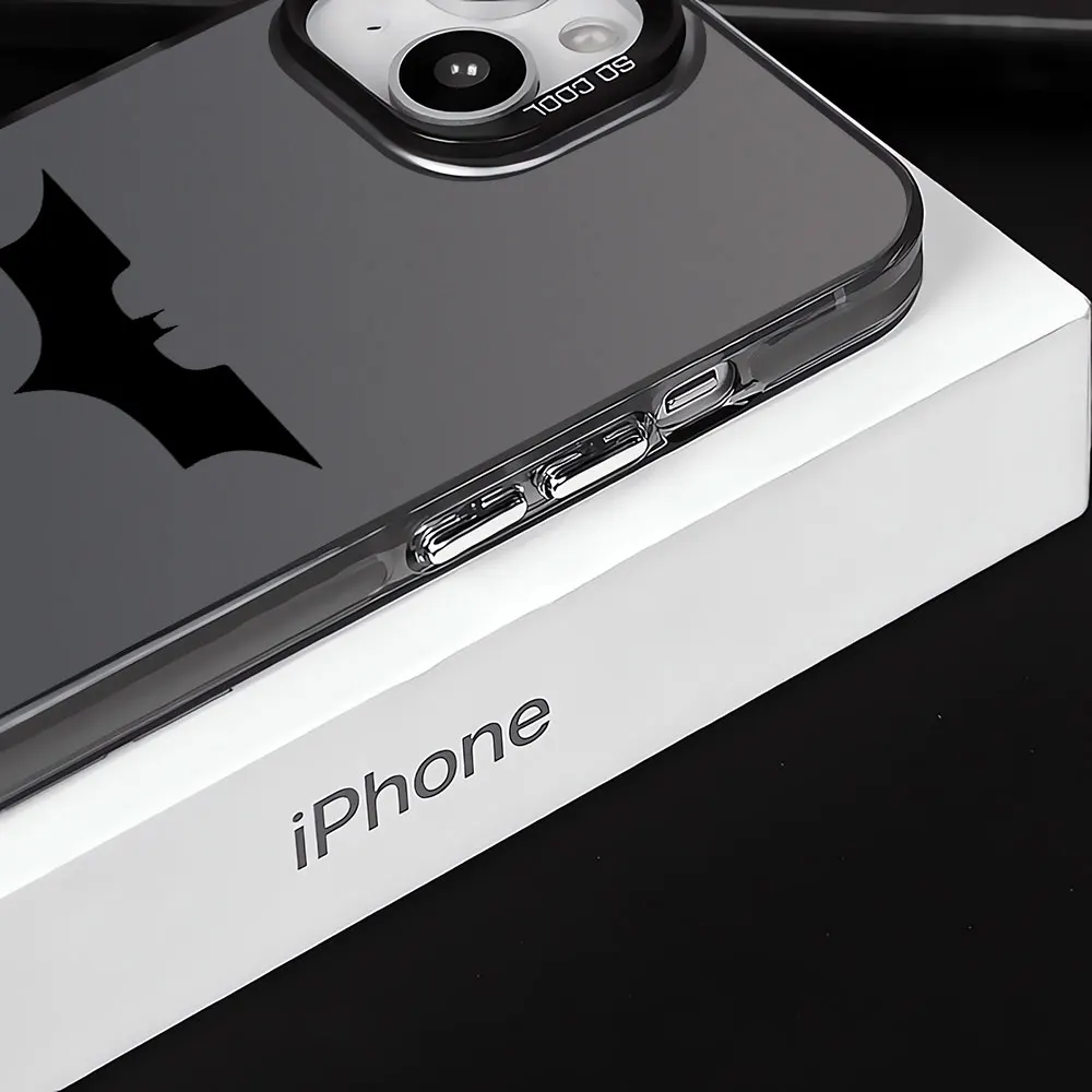 Super B-Batman-Logo Clear Print Case for Apple iPhone 14 Pro 12 Pro X XS Max XR 15 Plus 13 11 Pro Max 14 Shockproof Soft Cover