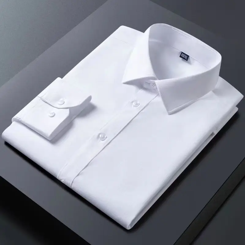 Men's shirt thin solid color long-sleeved business professional workwear stretch shirt
