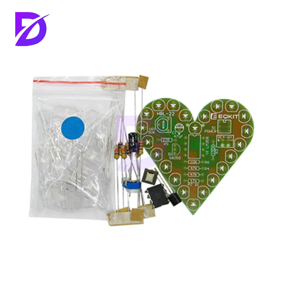 

DIY Kit Heart Shape Breathing Lamp Electronic Kit Breathing LED Suite Red White Electronic Production for Learning laboratory