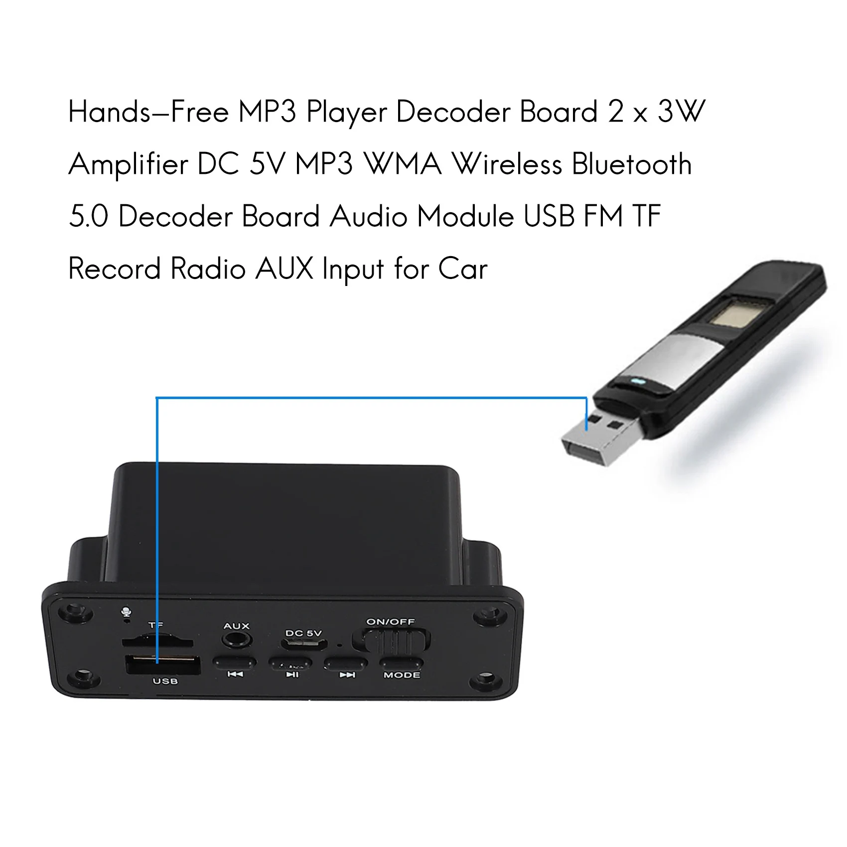 ハンズフリーmp3プレーヤーデコーダーボード2x3wアンプDC5V mp3 wmaワイヤレスBluetooth 5.0デコーダーボードオーディオモジュールUSB fmtf