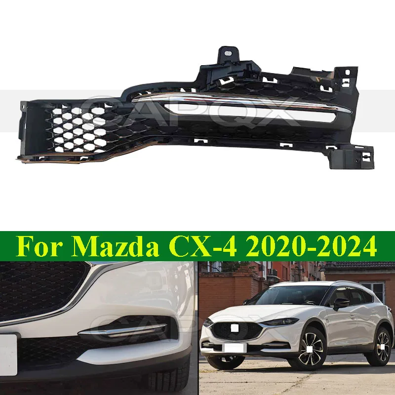 

CAPQX Front Bumper Foglight Frame Cover For Mazda CX-4 CX4 2020-2024 Front Bumper Trim Frame Turn Light Cover