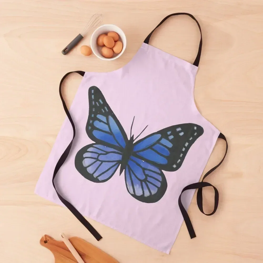 

Watercolor Butterfly (Blue) Apron Barista New year's Salon Waterproof Apron
