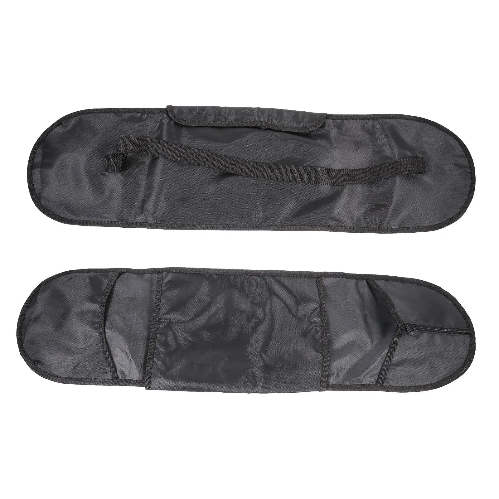 กระเป๋าสเก็ตบอร์ด สีดำ ผ้าคุณภาพสูง ดีไซน์กะทัดรัด พร้อมสายสะพายไหล่ปรับได้เพื่อการขนย้ายที่สะดวก เหมาะสำหรับใช้เป็นเป้สะพายหลัง