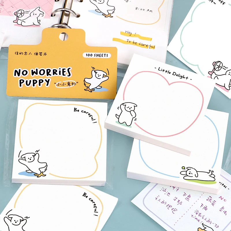 100Pcs Cute Puppy Memo Pad DIY Scrapbook Diary Decoration Notes Paper Korean Message Notepad Kawaii Stationery