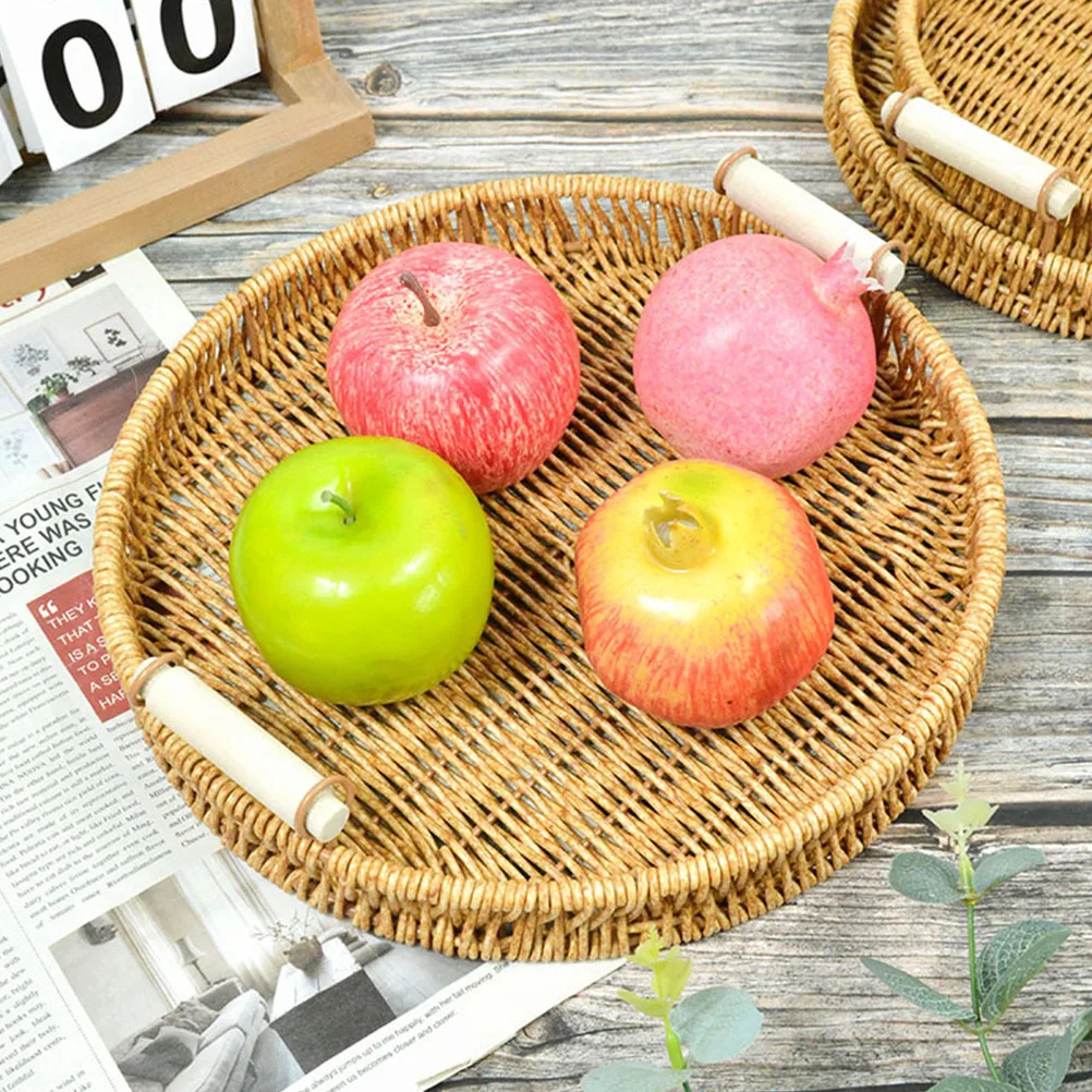 

Imitation Rattan Storage Basket Woven Rustic Bread Fruit Snack Holder Household Kitchen Decorative Box Rattan Woven Basket