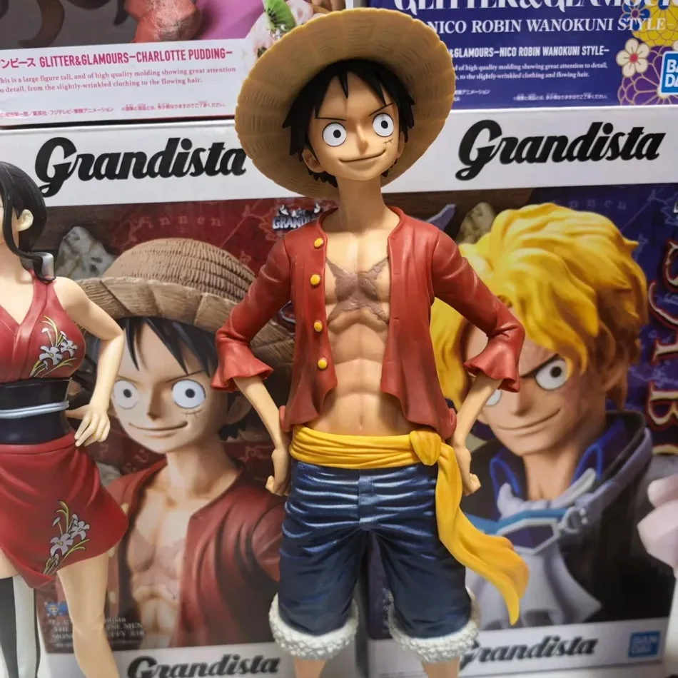 Hot One Piece Anime Figure Confident Smiley Luffy Three Form Face Changing Doll Action Figurine Model Toys Kits