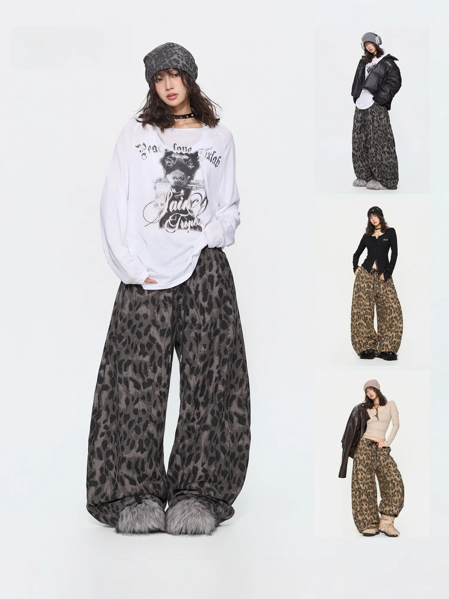 

Ретро-брюки CBXLAB для уличных танцев, модные, с леопардовым принтом, с дырками, осенне-зимние, длинные, в стиле хип-хоп, спортивные, джазовые, повседневные брюки