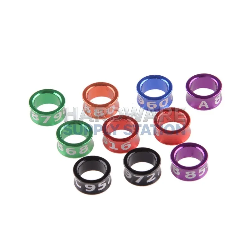 

50 pieces of colored aluminum alloy identification rings, 6mm closed-loop bird leg rings, with random color numbers