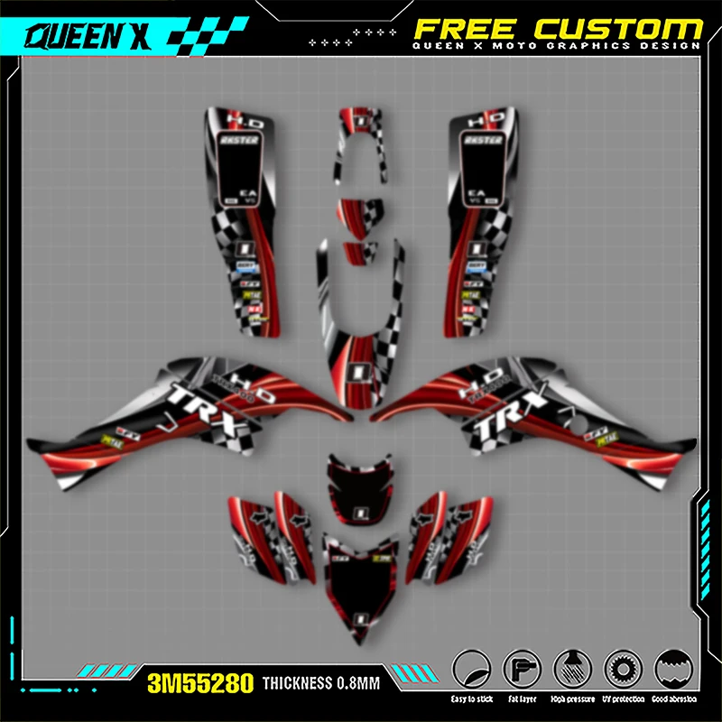 

Queen X MOTOR Customize Motorcycle Graphics Decals Stickers Kits For Honda 1999 2000 2001 2002 2003 2004 2005-2007 TRX400 EX 007