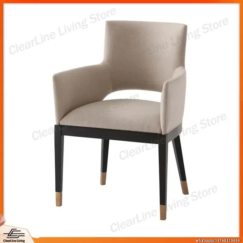 

High Quality Upholstered Dining Chairs for Home Restaurant Kitchen Living Room Modern Armchairs with Wooden Legs Comfortable