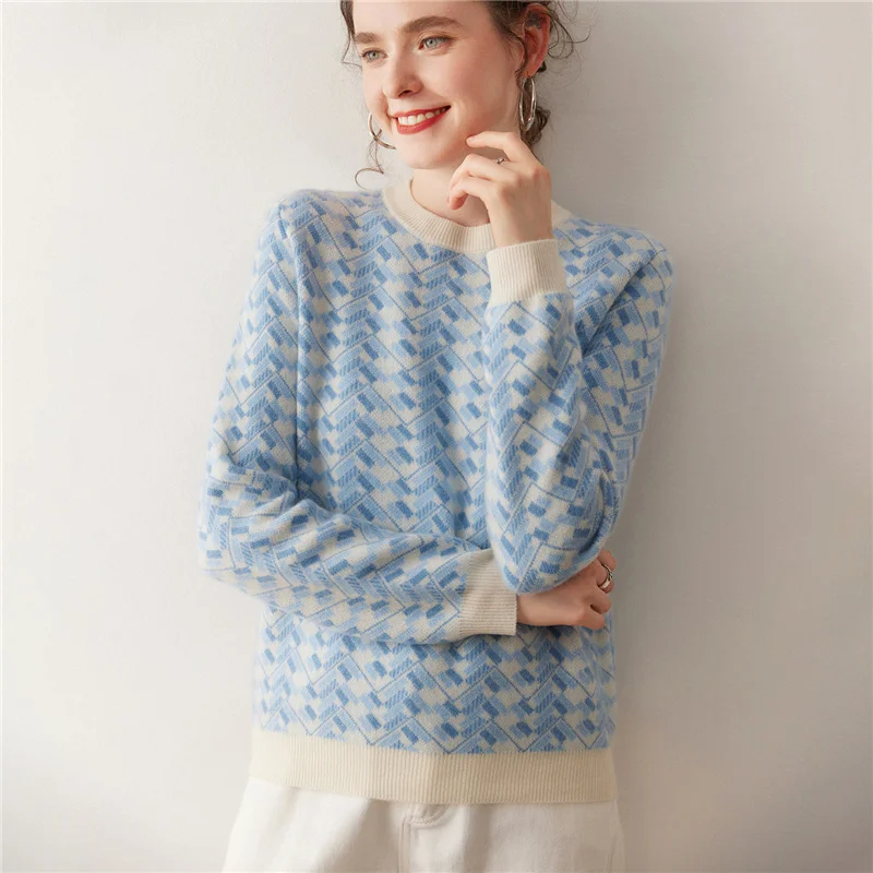 

Women's 100% Cashmere Sweater O-neck Knitwear Pullover Soft Autumn Winter Casual Top Solid Color