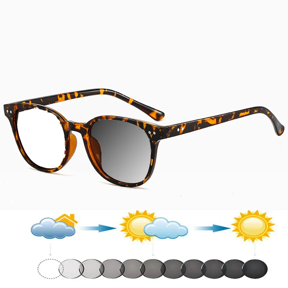 

Leopard Oversized Round Vintage TR90 Full-rim Comfortable Photochromic Reading Glasses +0.75 To +4