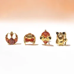 MIGGA 4pcs Movie Space Warrior Stud Earrings Set Gold Color Plated Red Cubic Zircon Women Girls Jewelry