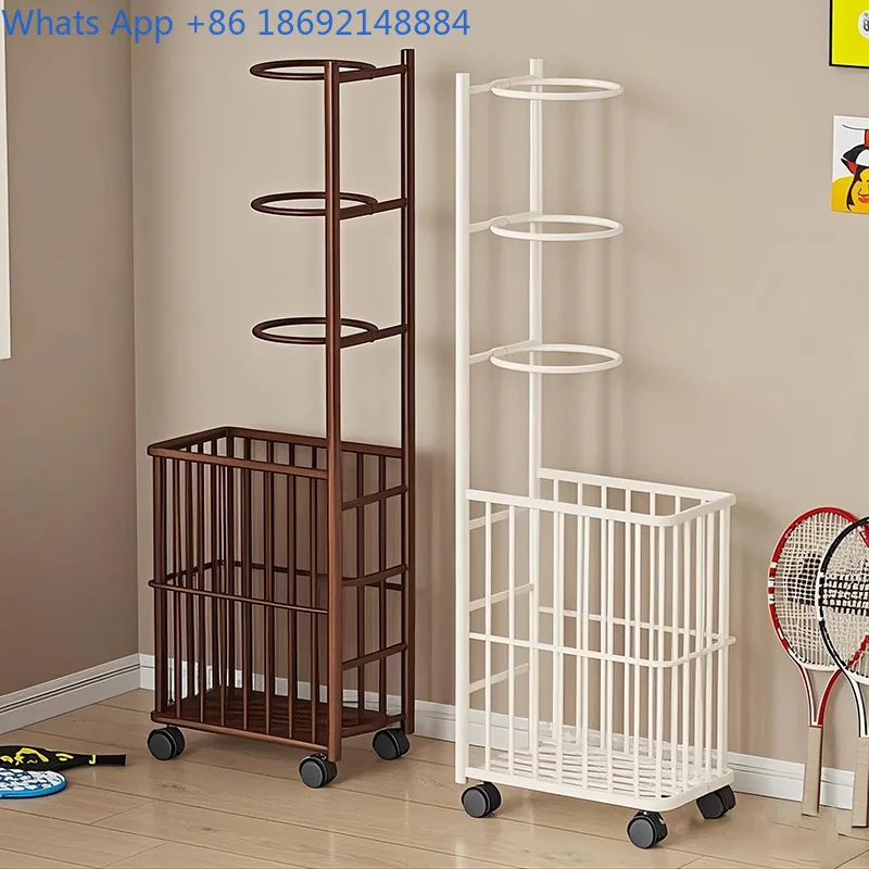 Portable Multi Tier Storage Shelf for Living Room Home Basketball and Sports Equipment Organizer